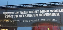 A sign by the airport in Helsinki Finland 