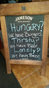 A sign outside my local bar