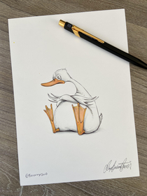 A Sitting Duck - Ink Drawing
