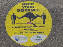 A social distancing sign in an Australian town