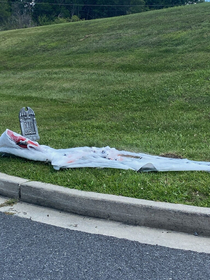 A stop sign was ran over at my local Walmart Someone put it to rest