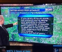 Advice for driving in the snow on a North Carolina news channel