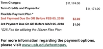 After scholarships I owed my college  They were nice enough to set up a payment plan for me