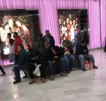 All the miserable men outside of Victorias Secret before the holidays