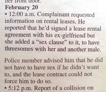 Always read your lease - threesomes may be included