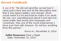 Amazon seller responds to negative feedback