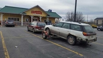 An outback towing an outback out back of an outback