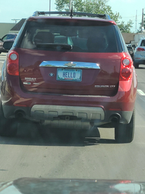 An update to weird license plates instead of a passive aggressive one I found a friendly one