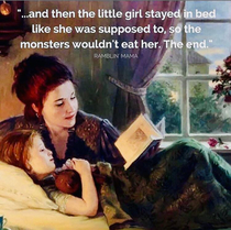 and then the little girl stayed in bed like she was supposed to so the monsters wouldnt eat her The end