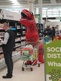Another day another dinosaur doing the food shop