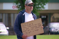 Another Honest Beggar cardboard sign