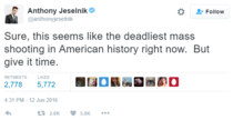 Anthony Jeselnik weighs in on the mass shooting