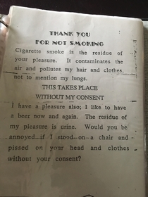 Anti-smoking sign from the late s early s