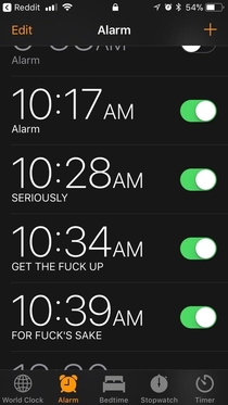 Anyone else have to shame themselves into actually waking up or is it just me