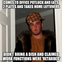 As a new employee who brought food and would have loved some leftovers I was pretty pissed at these guys