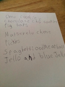 Asked my nephew what he wants from the supermarket and he produced this