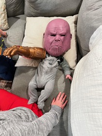 Baby brother given the Titan Treatment