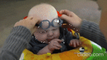 Baby reacts to seeing mom for the first time using glasses