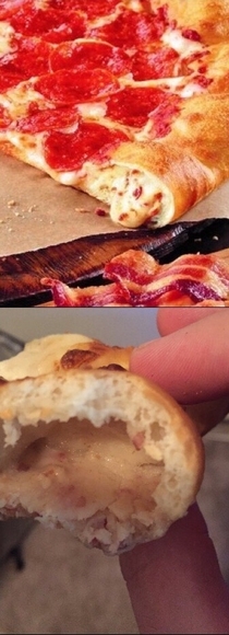 Bacon cheese stuffed crust pizza