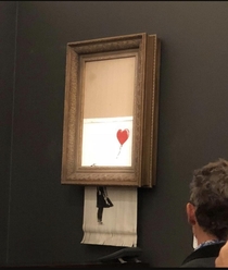 Banksy remote-shredded one of his own paintings after it sold for a million pounds and the auction house is apparently not sure if they should issue a refund bc the shreds might be worth more after such an epic prank