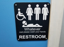 Bath room sign at a Shuckin Shack in NC