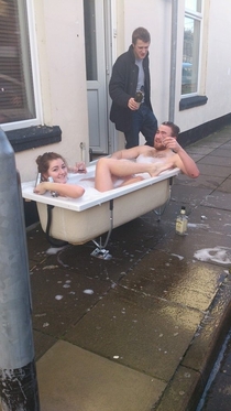 Bath time in the streets of Portsmouth