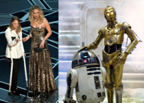 Between the crutches and the color scheme these Oscars presenters looked familiar