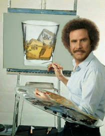 Bob Ross Burgundy -Lets draw a happy little glass of scotch right here