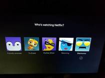 Bought a used TV The Netflix profile from the previous users was still in the memory I changed some names before logging into my own account