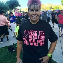 Breast cancer survivor has a sense of humor