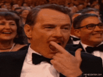 Bryan Cranston licking his lips at the Emmys