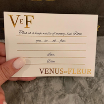 Buddy got his wife a very expensive bouquet of flowers - this was the card that came with it
