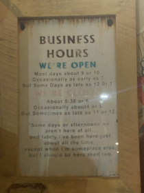 Business Hours at a Local Furniture Store