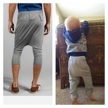 Calvin Kleins new full diaper pants and my childs actual full diaper inside his pants