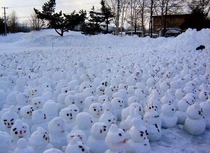 Calvins snowman army in real life x-post rcalvinandhobbes