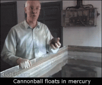 Cannonball floats in mercury