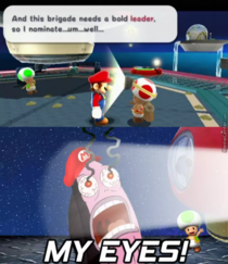 Captain Toad is inconsiderate of others ocular spheres