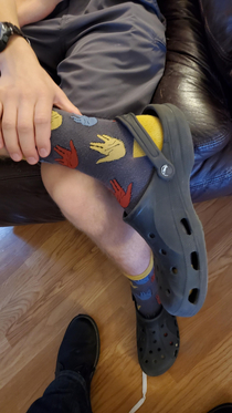 Caught my little brother wearing Crocs with socks with Spocks