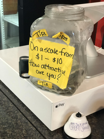 Clever tip jar sighted at local burrito bar
