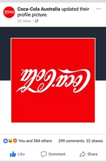 Coke Australia inverted their logo for the sweet down under karma
