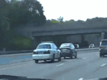 Cop trolls slow driver in left lane on highway