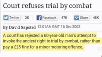 Court refuses trial by combat