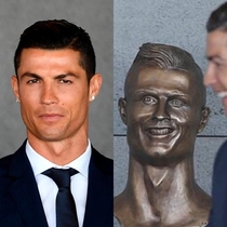 Cristiano Ronaldos new bust at an airport named after him