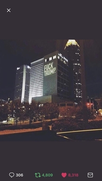Crowne Plaza Hotel in Atlanta projected onto the side of the building