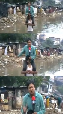 Currently happening in the floods of Uttarakhand a journalist reporting live