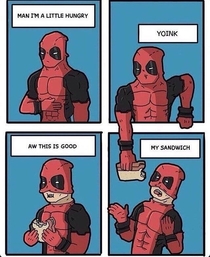 Deadpool breaking the fourth wall as usual