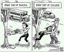 Differences between first day of high school and first day of college