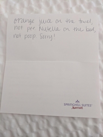 Disclaimers when you have children in a hotel