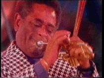Dizzy Gillespie playing the trumpet