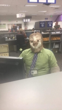 DMV worker dressed as a sloth